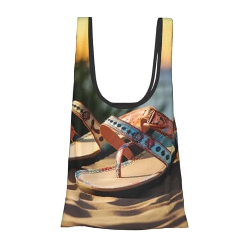 POCUK Summer Beach Sandals Fold Eco-Friendly Shopping Bags Daily Reusable Grocery Tote Bags Compact