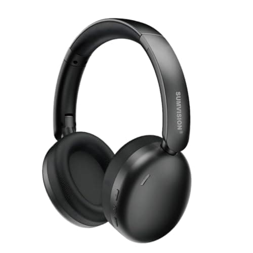 Sumvision Wave BX Headphones Wireless And Wired Bluetooth Headphones Over Ear Wireless Headset With Clear Voice Capture Active Noise Cancelling Microphone USB C,Deep Bass,Stereo Sound,40hrs Playtime