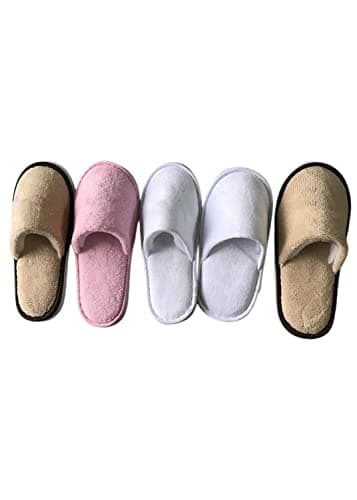 SERUMY Disposable Slippers 5 Pairs/Lot Winter Slippers Men Women Disposable Hotel Slippers Home Slides Travel Sandals Hospitality Guest Footwear-Black,28Cm — view 5