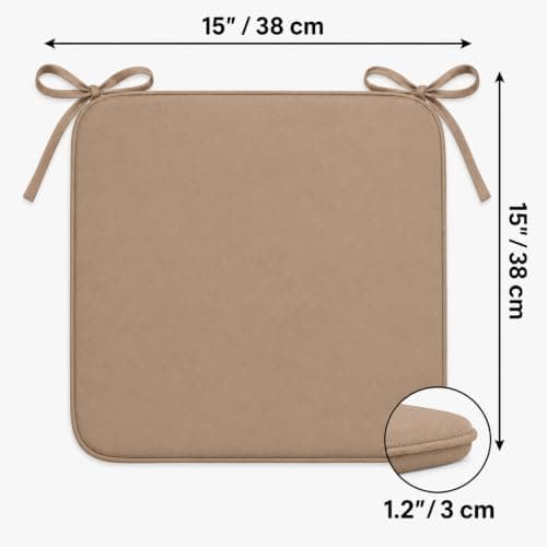 L S U Multi Pack Comfortable Seat Pad for Dining Chair Kitchen Garden with Tie on indoor Outdoor Foam Cushions (Latte, 6) — view 2