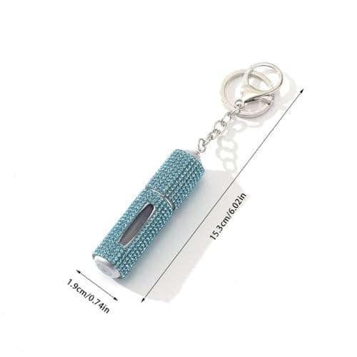 Refillable Perfume Bottle with Keychain, 5ml Crystal Portable Perfume Spray Bottle, Empty Press Head Key Ring Perfume Atomizer for Travel(Red) — view 2