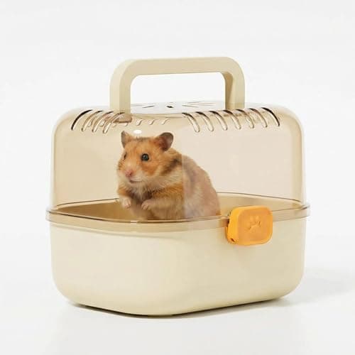 Hamster Carrier Cage with Water Bottle,Transparent PVC Travel Cage for Small Animals,Easy-Carry Escape-Proof Pet Carrier with Great Ventilation for Vet Visit for Golden & Dwarf Hamsters,Sugar Glider