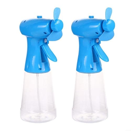 FounAwesome Handheld Water Mist Spray Fan, Portable Battery Powered 500ML Large Capacity Cooling Fan With Adjustable Nozzle, Personal Air Cooler For Travel Summer Beach Outdoor Use(2PCS Blue)