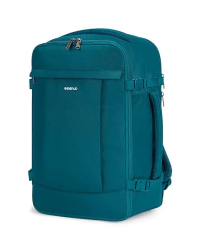 ECOHUB Ryanair Cabin Bags 40x20x25，20L Anti-theft Underseat Carry On Travel Backpack, Recycled Hand Luggage Bag with Laptop Compartment,Flight Rucksack bag for men women, Blue Green (Patent Pending)