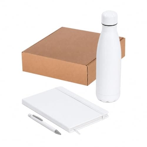 Personalised Executive Gift Set with A5 PU Notebook, Aluminium Ballpoint Pen & 500ml Stainless Steel Insulated Bottle | Custom Engraved Corporate Gift Box — view 2