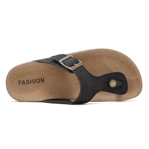 Foinledr Cork Footbed Sandals for Women & Men, Adjustable Buckle Flip Flops — view 4