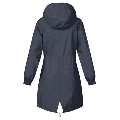 Gkojhj Womens Waterproof Jackets Lightweight Hooded Long Rain Coat Rain Jacket Ladies Functional Windbreaker Jacket Softshell Plus Size Breathable Hiking Outdoor Trench Coats — view 6