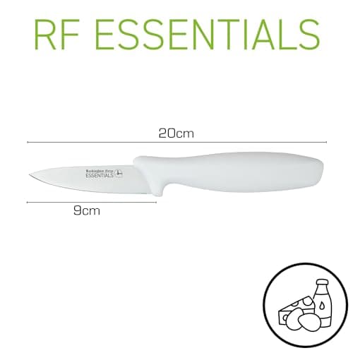 Rockingham Forge Essentials White Handle Paring Knife 9cm for Bakery & Dairy - Coloured Knives for Food Hygiene, Allergen and Intolerance Food Preparation- Colour Coded Stainless Steel Kitchen Knives — view 2