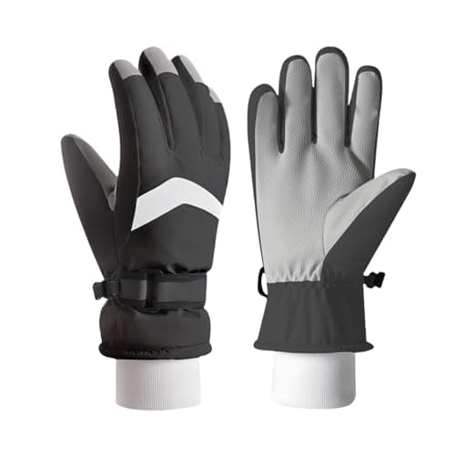 JiaYouLC Kids Fleece Lined Warm Ski Gloves Winter Thermal Waterproof Anti Slip Gloves for Age 4-12 Children for Snow Snowboarding Sledding Cycling (Black, L)