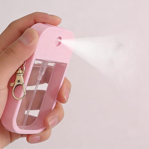 ACKKOR Hand Sanitizer Spray Case, Hand Sanitizer Case Thickened Silicone with Incidentally Keychain Accessory for 1 Fl Oz/30ml for Travel Work School Portability (Pink) — view 6