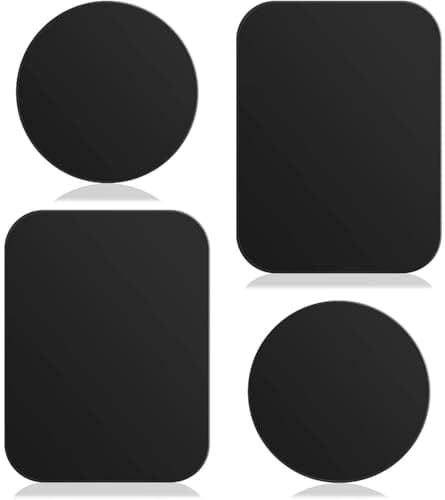 Smartphones Metal Plate 4 Pack for Phone Car Mount Holder Cradle with 3M Adhesive (Compatible with Magnetic Mounts) - 2 Rectangle and 2 Round, Black