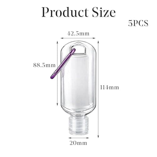 5pcs 50ml Leakproof Travel Bottles Set - Clear TSA-Compliant Toiletry Containers with Hooks for Hand Sanitizer, Liquids & Cosmetics, Portable Storage Solution — view 2