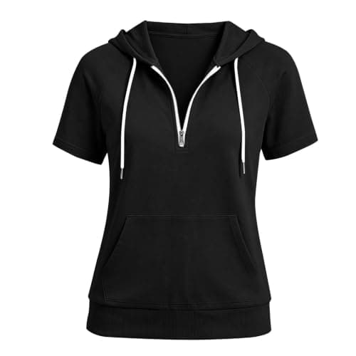 Womens Jackets Size 18 1/4 Zip Hoodie Short Sleeve Lightweight Sweatshirts — view 3