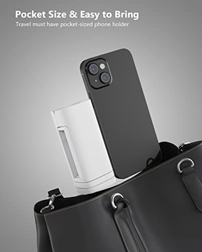 MiiKARE Portable Airplane Phone Holder-360° Rotation Phone Holder for Plane,Hands-Free Travel Essentials for Flying,Foldable Pocket-size Phone Stand Holiday Essentials Compatible iPhone&Android-White — view 6