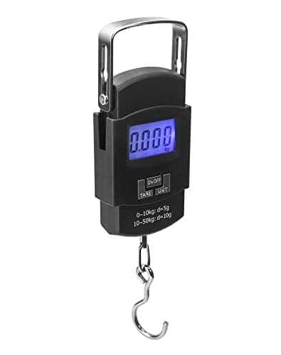 QWORK® Portable Luggage Scale 50kg, Suitcase Weighing Scales, Digital Luggage Scales, Perfect For Measuring Fish, Luggage, Family Life, Batteries Not Included
