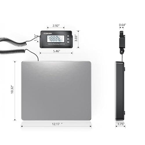 Shipping Scale 440lbs x 1oz Wireless Ultrathin ABS Large Platform Luggage Scale Superlight Postal Scales for Shipping Packages,Post Offices,Luggage,Battery and Adapter — view 3