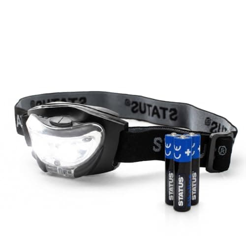 Status LED Head Lamp | Multi-Purpose Black Head Torch - Pack of 3-3xAAA Batteries (Included) | Running, Camping | Infrared and White Light | S3LEDHL1PKB6