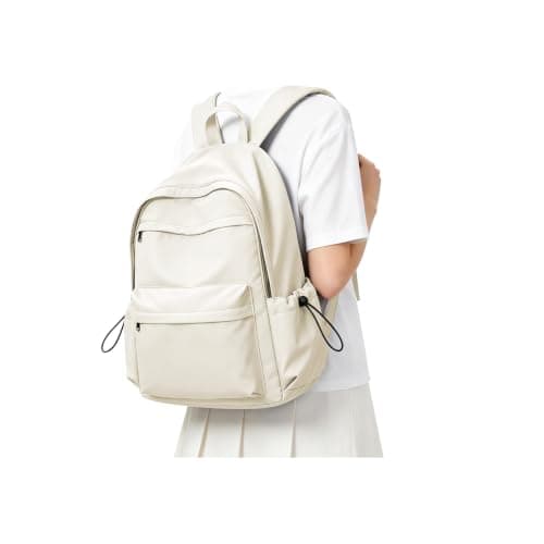WEPLAN School Backpack Womens Secondary School Bag for Girls Boys Teenage College Rucksack Bag for Women Lightweight Casual Daypacks Bookbag Waterproof 14 inch Laptop Backpack Work Travel,F3-Beige