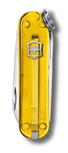 Victorinox Classic SD Mini Swiss Army Knife, Camping Pocket Knives, 7 Functions, Blade, Keyring, Yellow Transparent — view 2