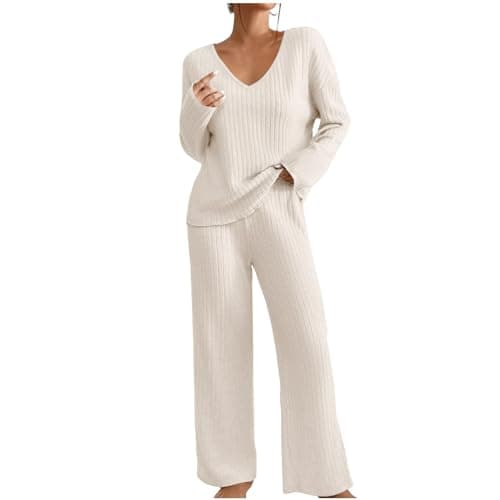 Saxrel Winter Warm Coord Women Sleep & Lounge Soft Home Suits Loungewear Ladies Pjs Womens Pyjamas Winter Pajama Set Travel Outfit Casual Tracksuit Loose Fit