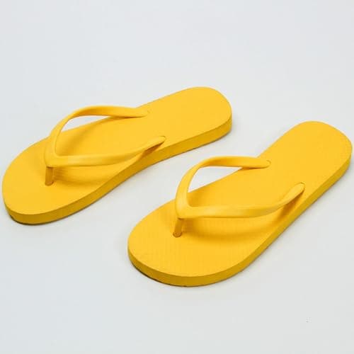 Jhebeks Yellow Flip Flops Womens Uk Flat Lightweight Slim Sandals Non Slip Flip Flops Comfortable Summer Beach Walking Cushion Sandals Slip On Indoor Outdoor for Shower Bathroom Size 6.5 — view 2