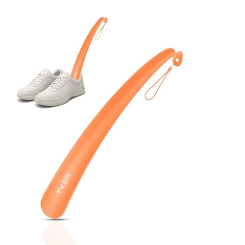 TYGA Long Handled Plastic Shoe Horn for Men & Women, Orange, 43cm, Pack of 1