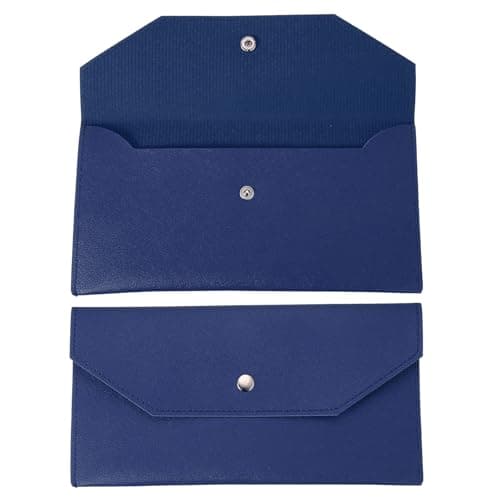 PATIKIL Cash Envelope Wallet, Budget Cash Holder Reusable Money Bag Pouch Leather Money Organizer Pouch for Men Women Receipt Check Bill Travel Graduation Holidays, Blue