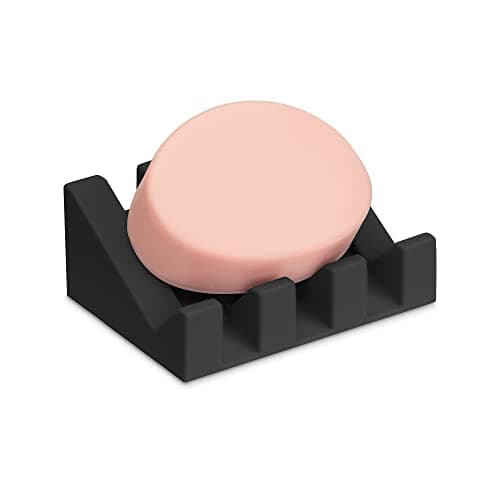 Silicone Soap Dish with Drainage - Soap Dishes for Bathroom, Shower, Kitchen, Travel – Self Draining Easy Cleaning Tray Holder Saver (Black) — view 2