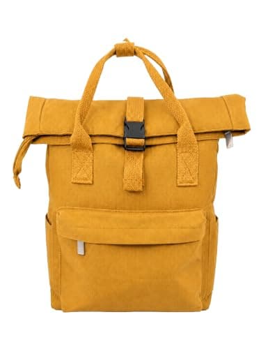 Water Resistant Roll Top Laptop Backpack for Women Medium Capacity Travel Backpack Casual School College Work Commuter Daypack Lightweight Durable Bookbag with Multiple Pockets (Yellow, Medium)