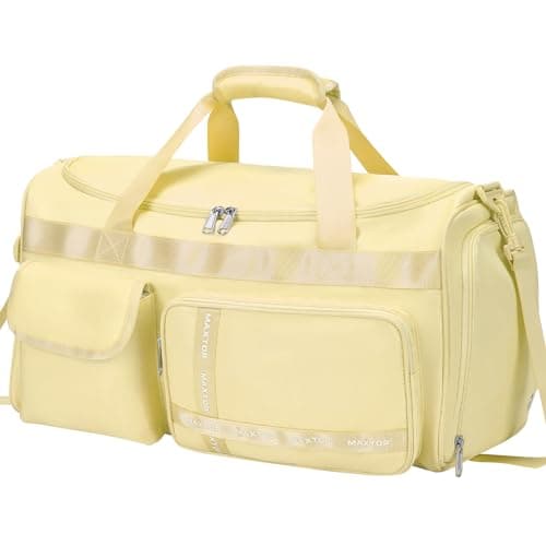 MAXTOP Travel Duffle Bag for Women Carry On Tote Weekender Overnight Bag Large Capacity Duffel Bag with Shoe Compartment,Gym Tote Bag with Dry and Wet Separation Yellow