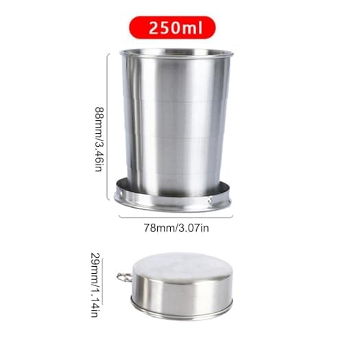 Foldable Metal Cup Stainless Steel Retractable Portable — view 5