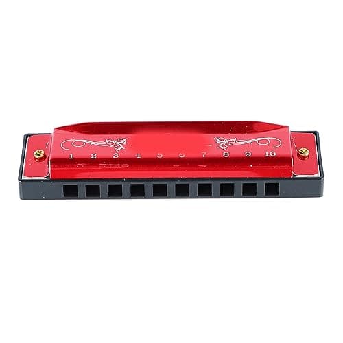 Harmonica, 10 Hole 20 Tune Aluminium Stainless Steel for Beginners Kids Music Lovers Outdoor Practice Blues Sessions Travel Entertainment (Red) — view 5