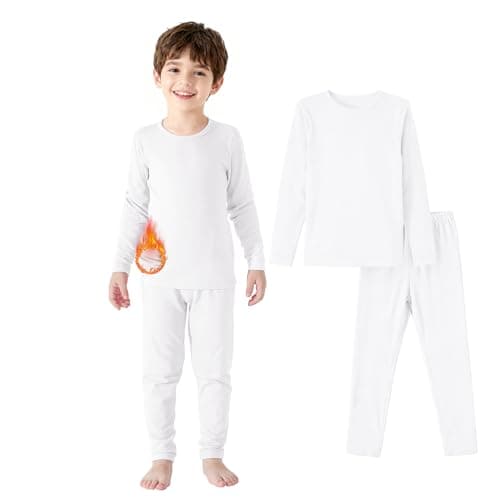 Zando Kids Lightweight Thermal Base Layer Set Long Johns White 2-3 Years