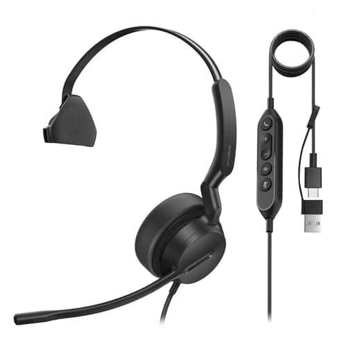 Yealink UH44 Wired USB Headset,Teams Certified,Noise-Canceling Mic,USB-C/A