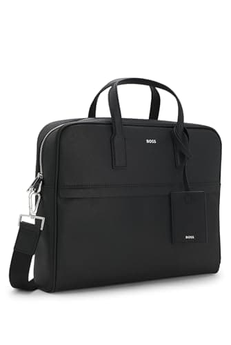 BOSS Mens Zair S doc case Logo-lettering document case in structured leather Size One Size — view 4