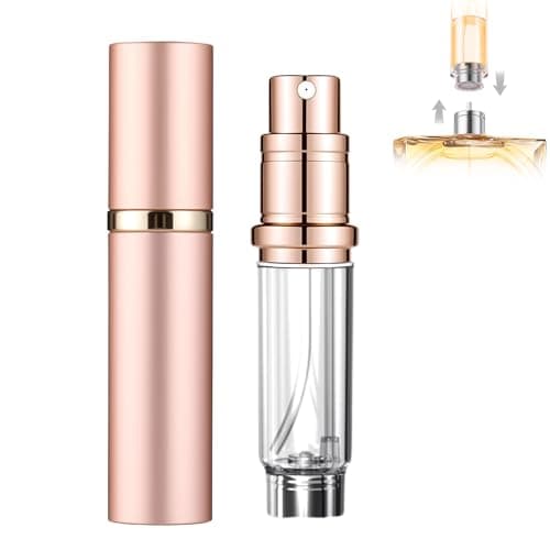 szyanlai Portable Perfume Atomiser Refillable - 5ml Empty Travel Perfume Bottle, Nano Mist, Leaking Proof, Bottom Pump without Funnel, Luxurious Mini women and men(Rose Gold)