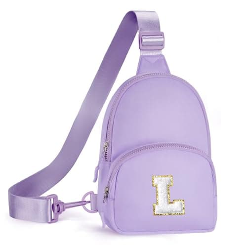 YOOLIFE Gifts for 4 5 6 7 8 9 10 11 12 13 14 15 Year Old Girl - Birthday Gifts for 16th 18th Girl Daughter Sister Niece, Initial Sling Bag Crossbody Bags Fanny Pack Purse for Kids Girls, Purple L