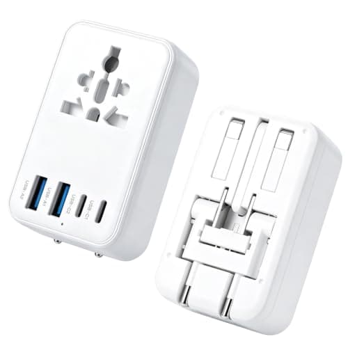 UK to Worldwide Travel Adapter,Thin PD20W Universal Plug Adapter with 4 USB