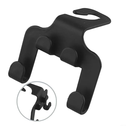 BEAZOOM ABS Car Headrest Hook 4 Pack with Phone Holder for Seat Back Hanger for Handbag Coat Black — view 3