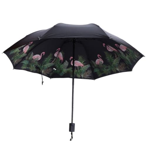 BELLIFFY Black UV Protection Folding Travel Umbrella Iron and Plastic