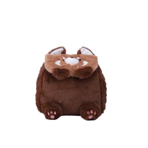 AWYHAOYULA Cute Red Panda Plush Rucksack Backpack, Cartoon Fluffy Casual Daypack, Small Crossbody Convertible Gift Bookbag for Kids Teen Girls Daily Outdoor Use