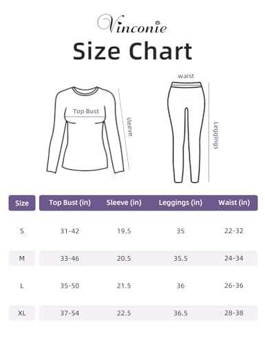 Vinconie Womens Thermal Long Johns Ladies Thermal Tops Long Sleeves, 1 Pack Purple, XS-S (6 8 10) — view 5