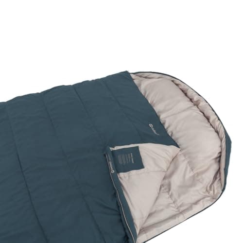 Outwell Campion Lux Double Sleeping Bag, 3-Season Premium Camping Bag with Built-In Pillow, 2-Way Zip, Comfort Hood & Insulated Design for Camping, Hiking, Campervan & Outdoor (Blue) — view 3