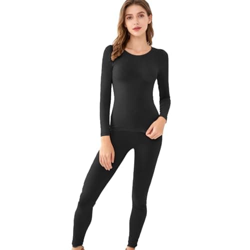 Womens Thermal Set Seamless Soft Daily Supplies Black — view 6