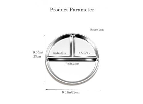 Sprigold 304 Stainless Steel Dinner Plates 2 Pack, 9.05’’Round Control Plate Divided Plates, Ideal for Children,Adults, Lunch Tray,Camping Food Tray Dishwasher-Safe (2, 9.05'' Round) — view 6