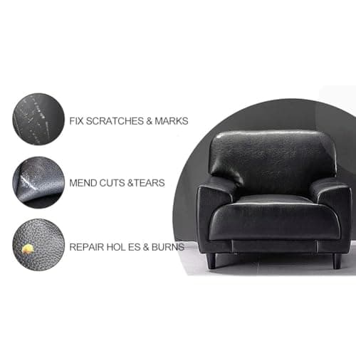 Black Leather Repair Kit for Furniture, Leather Car Seat Repair Kit, Easily Restore Car Interior, Sofa, Jacket, Restore Any Material with Super Easy Instructions to Fix Scratches, Tears, Holes — view 6