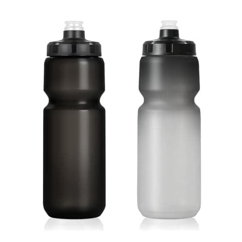 ADSPED 2 Pack Squeeze Sports Water Bottle 700ml Cycling Bottle 24oz Bike Water Bottle BPA-free Reusable for Bicycle Running Hiking Gym & Outdoor Fits Most Bike Cages Black White and Black