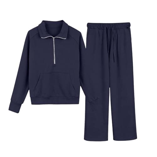 DFSDJEUW wide leg travel set Girls Tracksuit Quarter Zipper Set Kids 2 Piece Long Sleeve Sweatshirts and Loose Sweatpants Sport Outfit Spring Autumn Jogging Pants Activewear girls outfits 11-12 years — view 5