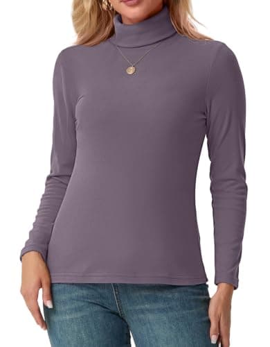 IWOLLENCE Turtleneck Women Thermal Tops Polo Neck Jumpers (Purple, S) — view 4