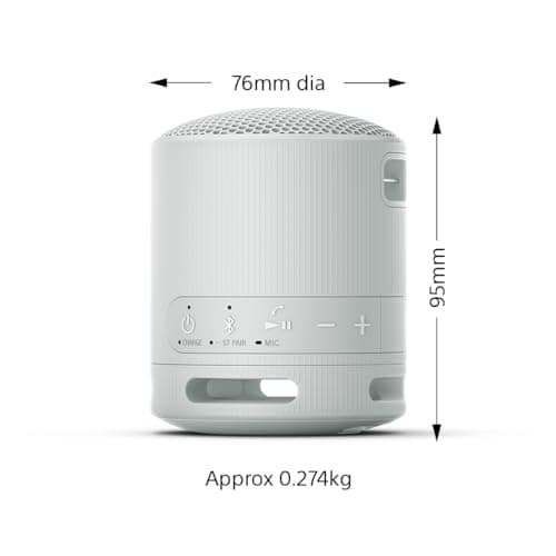 Sony SRS-XB100 - Wireless Bluetooth, Portable, Lightweight, Compact, Outdoor, Travel Speaker, Durable IP67 Waterproof & Dustproof, 16 HR Battery, Strap, Hands-Free Calling, new Model, Grey — view 2
